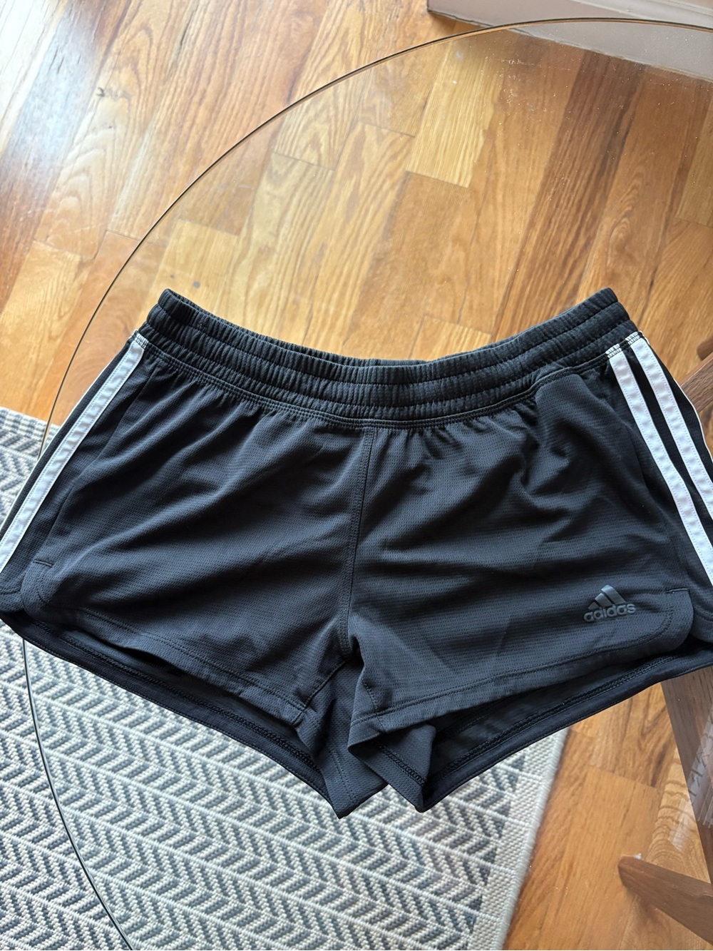 Adidas Pacer Black 3-Stripes Knit Shorts Women Size Small
